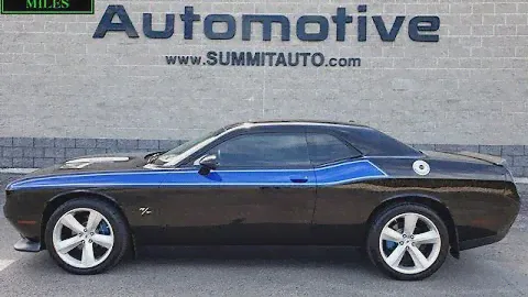 2015 DODGE CHALLENGER R/T MOON PITCH BLACK BLUE STRIPE WALK AROUND REVIEW 20D179A SOLD! SUMMITAUTO